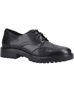 Hush Puppies Athena Senior Leather Girls's Black Brogues