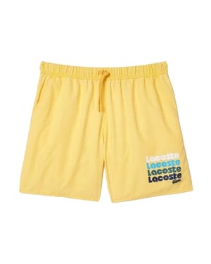 Lacoste Herenzwembroek gewassen halflang (Geel)