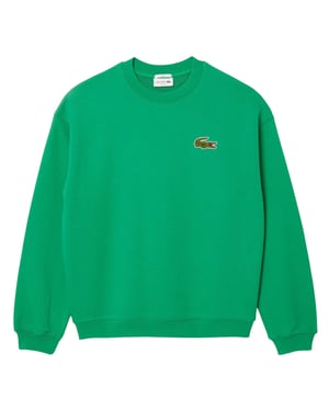 Lacoste Unisex Fleece Loose Fit Sweatshirt met accenten voor volwassenen (Groen)