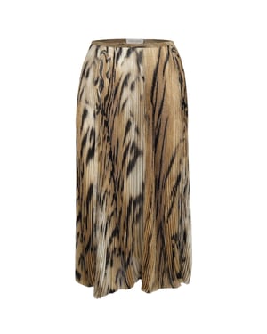 Roberto Cavalli plisserad kjol med leopardmönster i chiffong och tyll – 00-talet