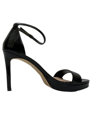 Stuart Weitzman Nudist Platform Sandals in Black Patent Leather