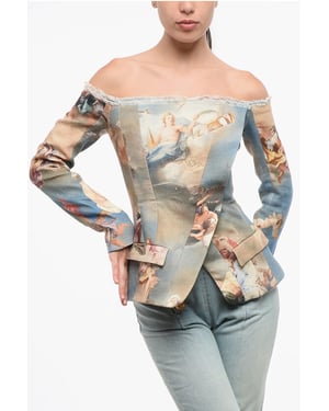 Mönstrad Linnekavaj Med Off Shoulder I Flerfärgad