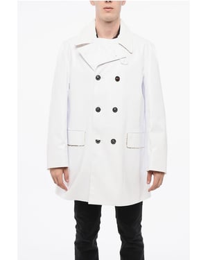MM14 Vattentät Trenchcoat med sammetskrage i vitt
