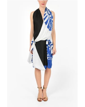 Draperad ZEBRA Halterneck-klänning i blått