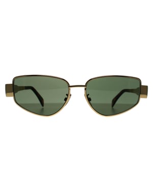 Celine Cat Eye Womens Shiny Endura Gold Green Metal Triomphe CL40293U