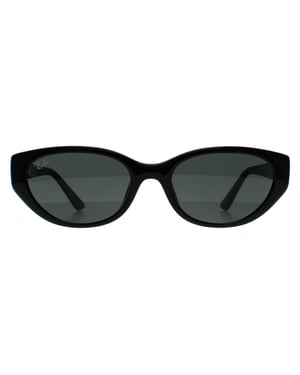 Ray-Ban Oval Womens Polished Black Dark Grey RB4457D Bio Based