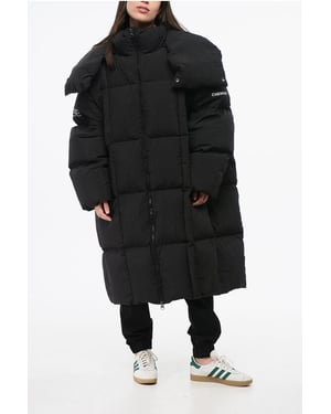 MM6 Quilted Maxi Dunjacka med Avtagbar Huva i Svart