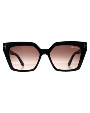 Tom Ford Winona FT1030 01Z glanzend zwart paars bruin gradiÃ«nt zonnebril