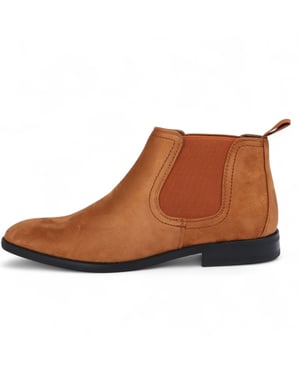 Herr Chelsea-stövlar i brun mocka med foder i äkta läder och slip-on-material