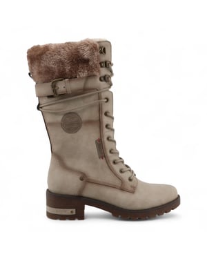 Mustang dames off white mid-calf imitatiebont winter gevechtslaarzen