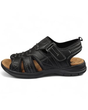 Zwarte, lichtgewicht open teen casual sandalen voor heren