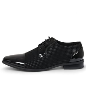 Men's Black Leather Oxford Formal Derby Shoes