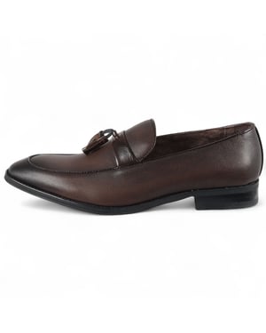 Bruna klassiska loafers med tofs för män, formella skor