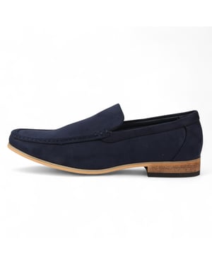 Marinblå mockaloafers för män, lätta slip-on-skor