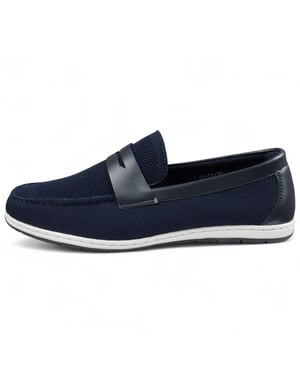 Marinblå, andningsbara loafers för män, lätta och slip-on