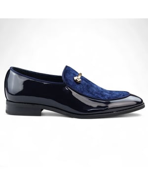 Heren Smart Blue Loafers Leren Gevoerde Fluwelen Instappers