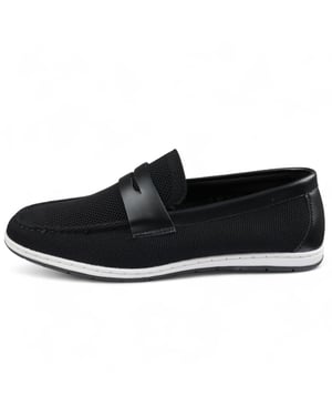 Svarta, andningsbara loafers för män, lätta och slip-on