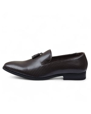 Bruna formella loafers med tofsar för män, slip-on i läder