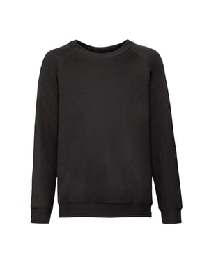 Fruit of the Loom Childrens/Kids Classic Raglan Sweatshirt (Black)