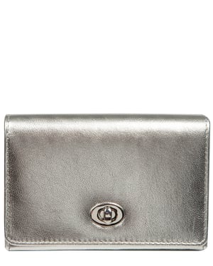 'Adriana' Metallic Silver Leather Purse