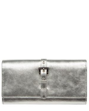 'Flavia' Metallic Silver Leather Purse