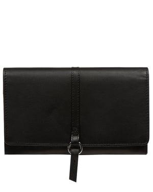 'Floriana' Black Leather Purse