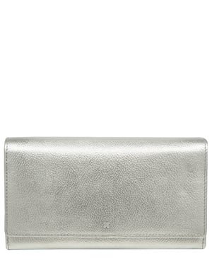 'Mirella' Metallic Silver Leather Purse