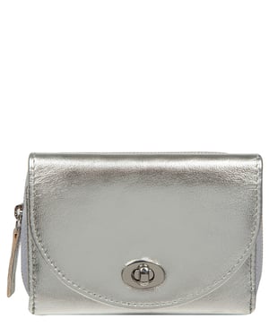 'Clara' Metallic Silver Leather Purse