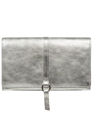 'Floriana' Metallic Silver Leather Purse