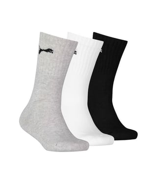 Puma Childrens/Kids Logo Crew Socks (Pack Of 3) (Black/White/Grey)