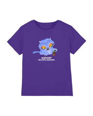 K-Pop Demon Hunters Childrens/Kids Cute Derpy Tiger T-Shirt (Purple)