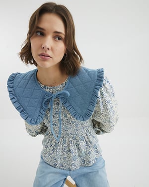 River Island Womens Collar Blue Denim Quilted