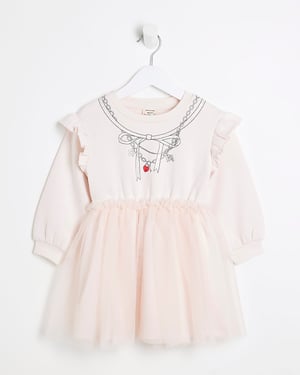 River Island Mini Girls Tutu Dress Pink Necklace