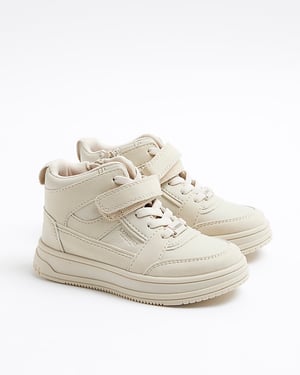 River Island Mini Boys Trainers Cream Velcro High Top