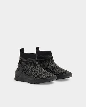 River Island Mini Boys Sock Trainers Black High Top