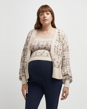 River Island Womens Cami & Cardigan Set Cream Maternity