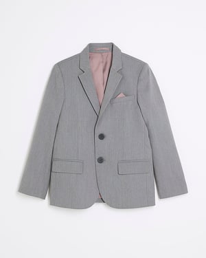 River Island Boys Suit Jacket Grey Tailored
