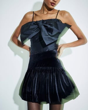 River Island Womens Mini Skirt Black Velvet Bubble Hem