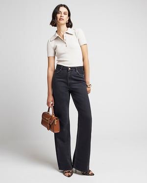 River Island Womens Straight Jeans Black Relaxed