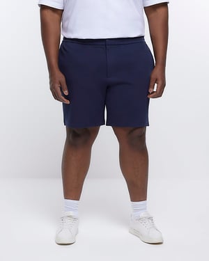 River Island Mens Shorts Big & Tall Navy Slim Fit Twill
