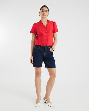 River Island Womens Bermuda Shorts Blue Denim Longline