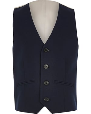River Island Boys Waistcoat Navy Button Up