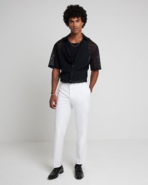 River Island Mens Tuxedo Trousers White