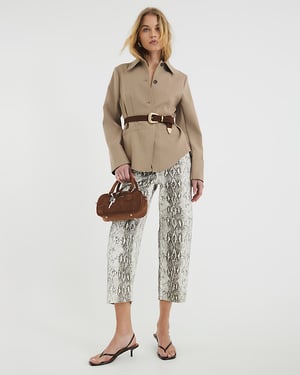 River Island Womens Culottes Brown Denim Snake High Rise
