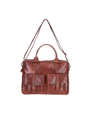 Executive Leather Laptop Bag with Buckle Pockets