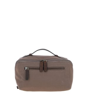 Real Leather X Canvas Washbag