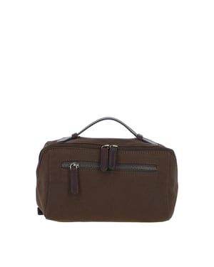Real Leather X Canvas Washbag