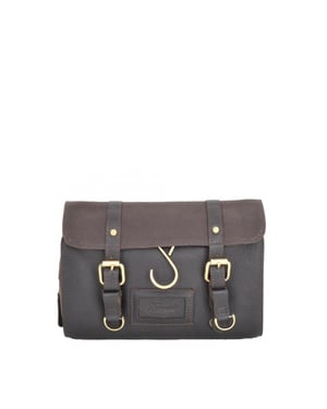 Real Leather & Canvas Hanging Toiletry Bag