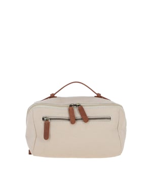 Real Leather X Canvas Washbag