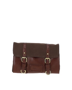 Real Leather & Canvas Hanging Toiletry Bag